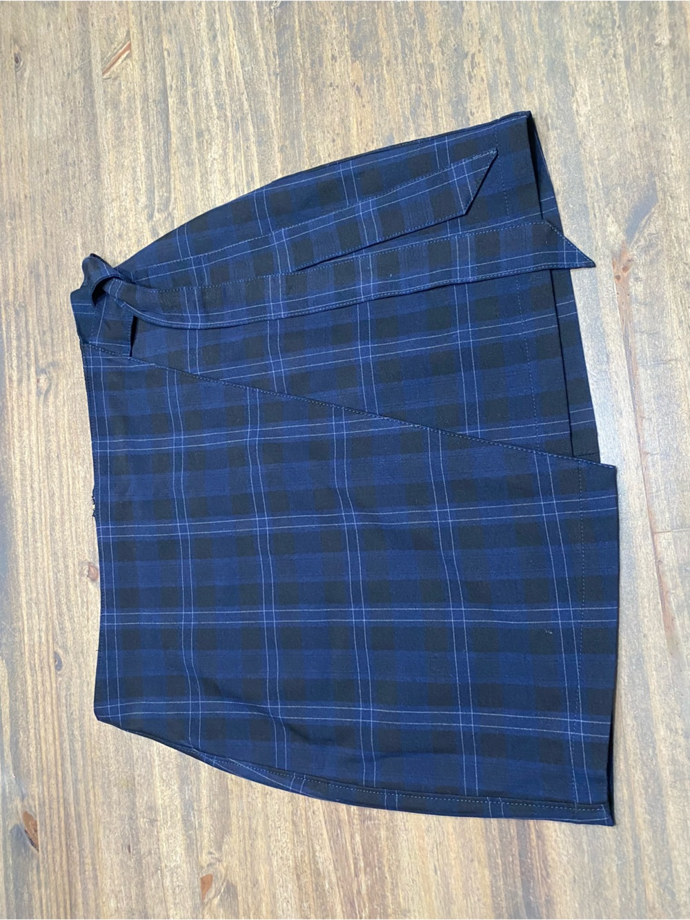 Express Navy and Black Plaid Mini Skirt